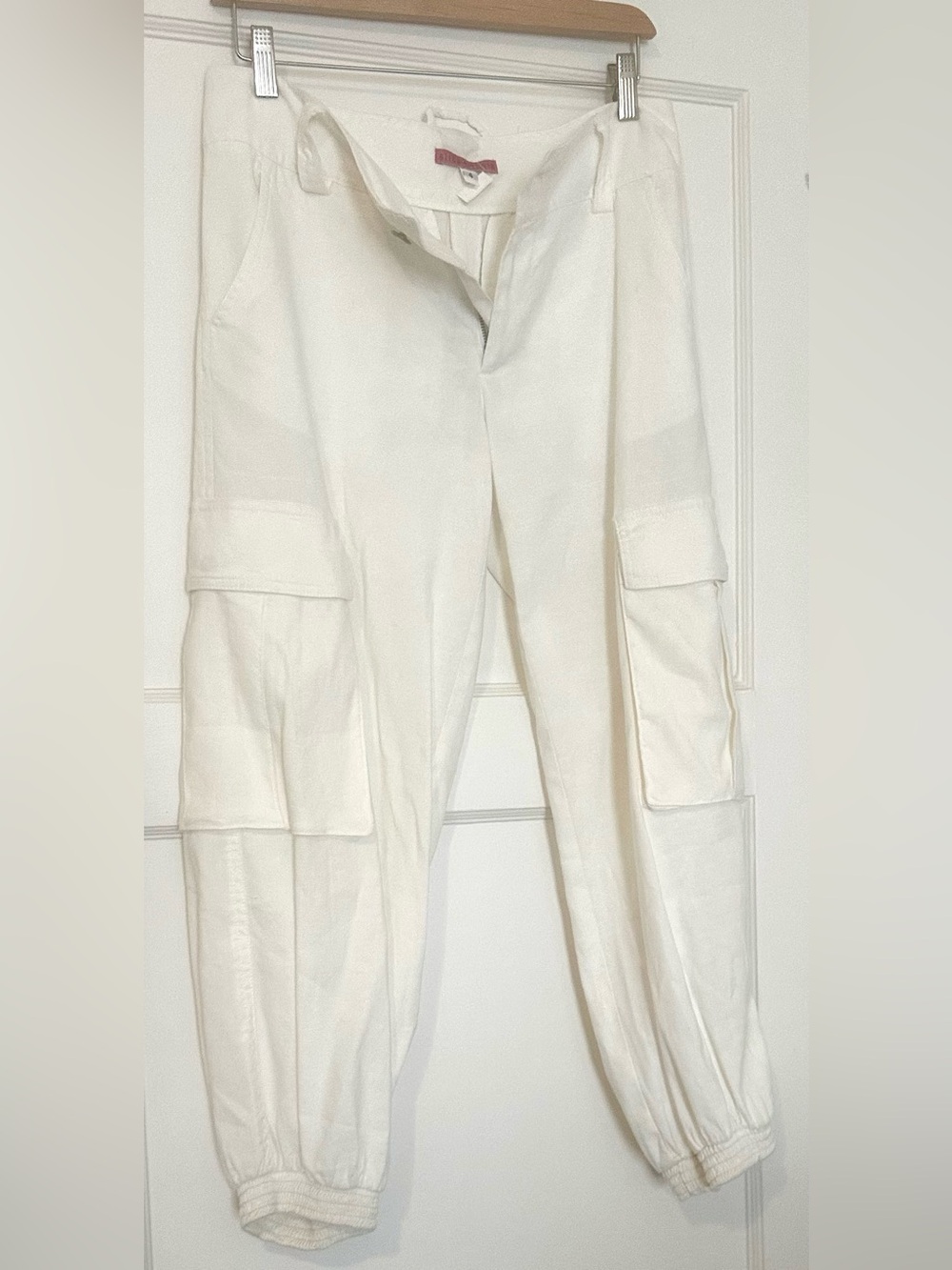 Alice + Olivia White Cargo Track Joggers